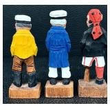 Nautical Figurines - Vintage Hand-Carved Wood (Lot of 3)