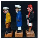 Nautical Figurines - Vintage Hand-Carved Wood (Lot of 3)