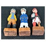 Nautical Figurines - Vintage Hand-Carved Wood (Lot of 3)