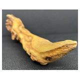 Hand-Carved Burl Wood Lizard Sculpture - 15 Inches Long