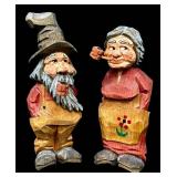 RW Hand-Painted Wood Folk Art Figurines (Lot of 2)