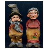 RW Hand-Painted Wood Folk Art Figurines (Lot of 2)