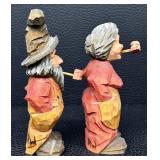 RW Hand-Painted Wood Folk Art Figurines (Lot of 2)
