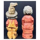 RW Hand-Painted Wood Folk Art Figurines (Lot of 2)