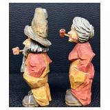RW Hand-Painted Wood Folk Art Figurines (Lot of 2)