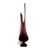 Mid Century Modern Amethyst Purple Art Glass Swung Vase