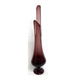Mid Century Modern Amethyst Purple Art Glass Swung Vase