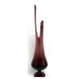 Mid Century Modern Amethyst Purple Art Glass Swung Vase