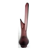 Mid Century Modern Amethyst Purple Art Glass Swung Vase