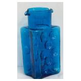Blenko Handcraft Pinwheel Double Spout Pitcher #6812 Decanter Turquoise Blue Mid Century Modern Rare Joel Meyers