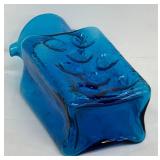 Blenko Handcraft Pinwheel Double Spout Pitcher #6812 Decanter Turquoise Blue Mid Century Modern Rare Joel Meyers
