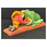 PC - Frog & Man Wood Carving