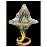 Vintage Murano Style Hand-Blown Art Glass Jack in Pulpit Style Multicolor Swirl Vase