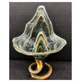 Vintage Murano Style Hand-Blown Art Glass Jack in Pulpit Style Multicolor Swirl Vase