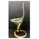 Vintage Murano Style Hand-Blown Art Glass Jack in Pulpit Style Multicolor Swirl Vase