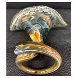 Vintage Murano Style Hand-Blown Art Glass Jack in Pulpit Style Multicolor Swirl Vase