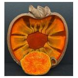 Vintage Mid Century Treasure Craft USA Fall Pumpkin Serving Bowl & Small Dish