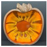 Vintage Mid Century Treasure Craft USA Fall Pumpkin Serving Bowl & Small Dish