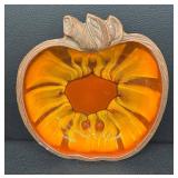 Vintage Mid Century Treasure Craft USA Fall Pumpkin Serving Bowl & Small Dish