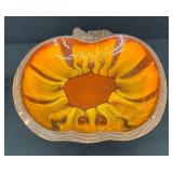 Vintage Mid Century Treasure Craft USA Fall Pumpkin Serving Bowl & Small Dish