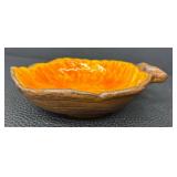 Vintage Mid Century Treasure Craft USA Fall Pumpkin Serving Bowl & Small Dish