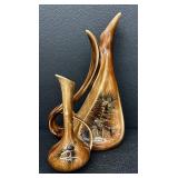 Vintage Mid Century Dakota Art Pottery Gladys Wax Vases Pinecone Pattern