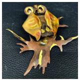 Vintage Owl Wall Sculpture - Rusty Metal Art with Mushroom Crest