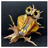 Vintage Owl Wall Sculpture - Rusty Metal Art with Mushroom Crest