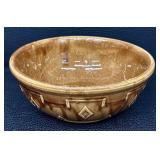 Vintage Monmouth Pottery Diamond Block Bowl - Brown Glaze