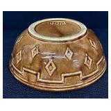 Vintage Monmouth Pottery Diamond Block Bowl - Brown Glaze