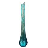 Vintage Mid Century Peacock Blue Glass Swung Vase