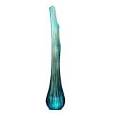 Vintage Mid Century Peacock Blue Glass Swung Vase