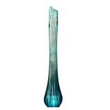 Vintage Mid Century Peacock Blue Glass Swung Vase