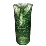 Vintage Mid Century Green Crackle or Crinkled Glass Pitcher with Handle