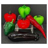 Glass Vegetables Display Set (Pepper & Tomato) (Lot of 7)