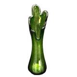 Vintage Mid Century Five Finger Green Glass Swung Vase
