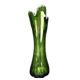 Vintage Mid Century Five Finger Green Glass Swung Vase