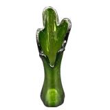 Vintage Mid Century Five Finger Green Glass Swung Vase