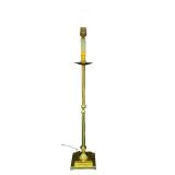 Brass Floor Lamp with Glass Globe Shade and Square Base