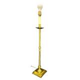 Brass Floor Lamp with Glass Globe Shade and Square Base