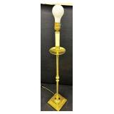 Brass Floor Lamp with Glass Globe Shade and Square Base