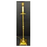 Brass Floor Lamp with Glass Globe Shade and Square Base