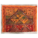 Eye Catching Vintage Textile Wall Hanging  - Vintage Patchwork Embroidery, 56 in x 37 in