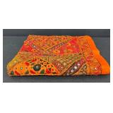 Eye Catching Vintage Textile Wall Hanging  - Vintage Patchwork Embroidery, 56 in x 37 in