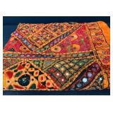Eye Catching Vintage Textile Wall Hanging  - Vintage Patchwork Embroidery, 56 in x 37 in