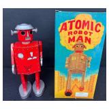 Atomic Robot Man Tin Wind-Up Toy with Box and Key
