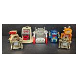Collection of 7 Vintage Robot Toys, Assorted Styles