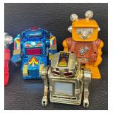 Collection of 7 Vintage Robot Toys, Assorted Styles