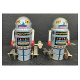 Set of 5 Vintage Tin Wind-Up Toys Robots and Space Missile Cars