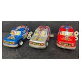Set of 5 Vintage Tin Wind-Up Toys Robots and Space Missile Cars